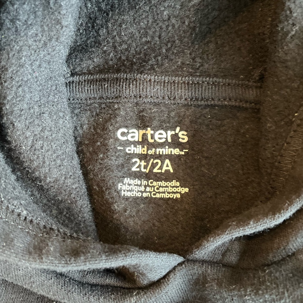 Carter’s Child of Mine Long Sleeve Halloween Hoodie Skeleton Black White 2T - Picture 4 of 6